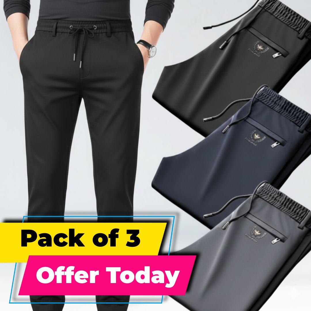 Pack of 3 Best-Offer 🤩 Premium-Quality High-Stretch Lycra Pants (Black, Grey And Dark Blue)